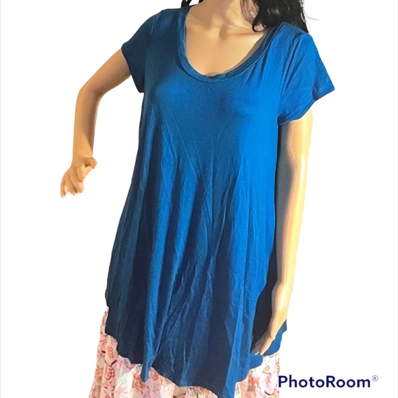 Isaac Liev Tops - Isaac Leiv Flowy Short Sleeve Tunic Teal  wmn 2XL